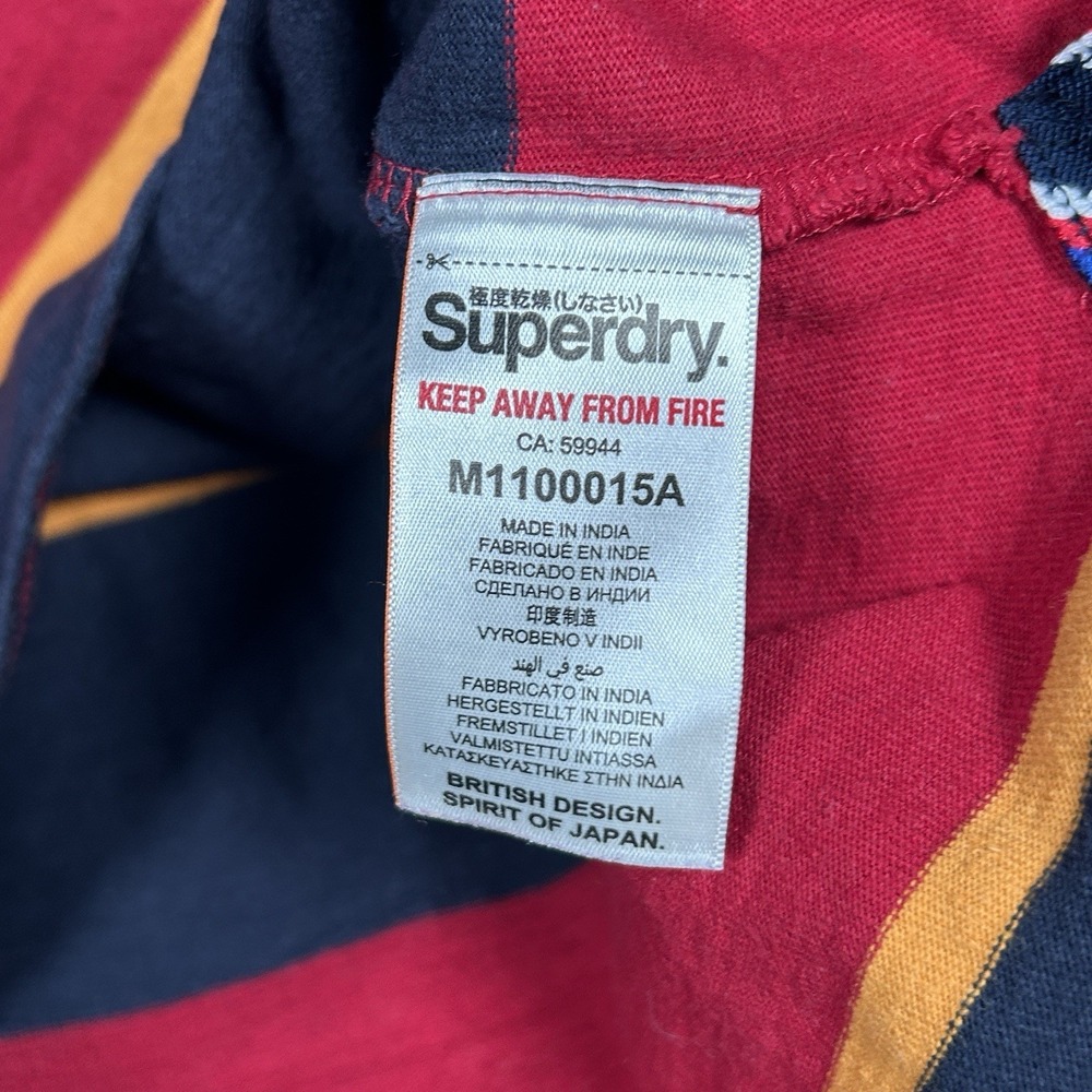 Superdry Rugby Shirt Men's Size Large Multicolour Striped Heavyweight Patch - Picture 6 of 15
